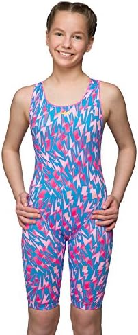 Maru Swimwear Lightning Strike Pacer Legsuit Pink Aqua Kids (32)