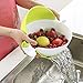 CHICHIC 2-in-1 kitchen Strainer/Colander & Bowl Sets, Large Plastic Washing Bowl and Strainer, Detachable Colanders Strainers Set, Space-Saver, for Fruits Vegetable Cleaning Washing Mixing, Pink