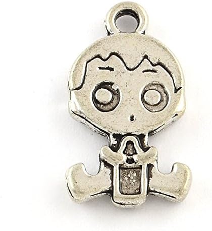 5 x Tibetan Silver BABY BOY WITH FEEDING BOTTLE Double Sided Charms Pendants Beads