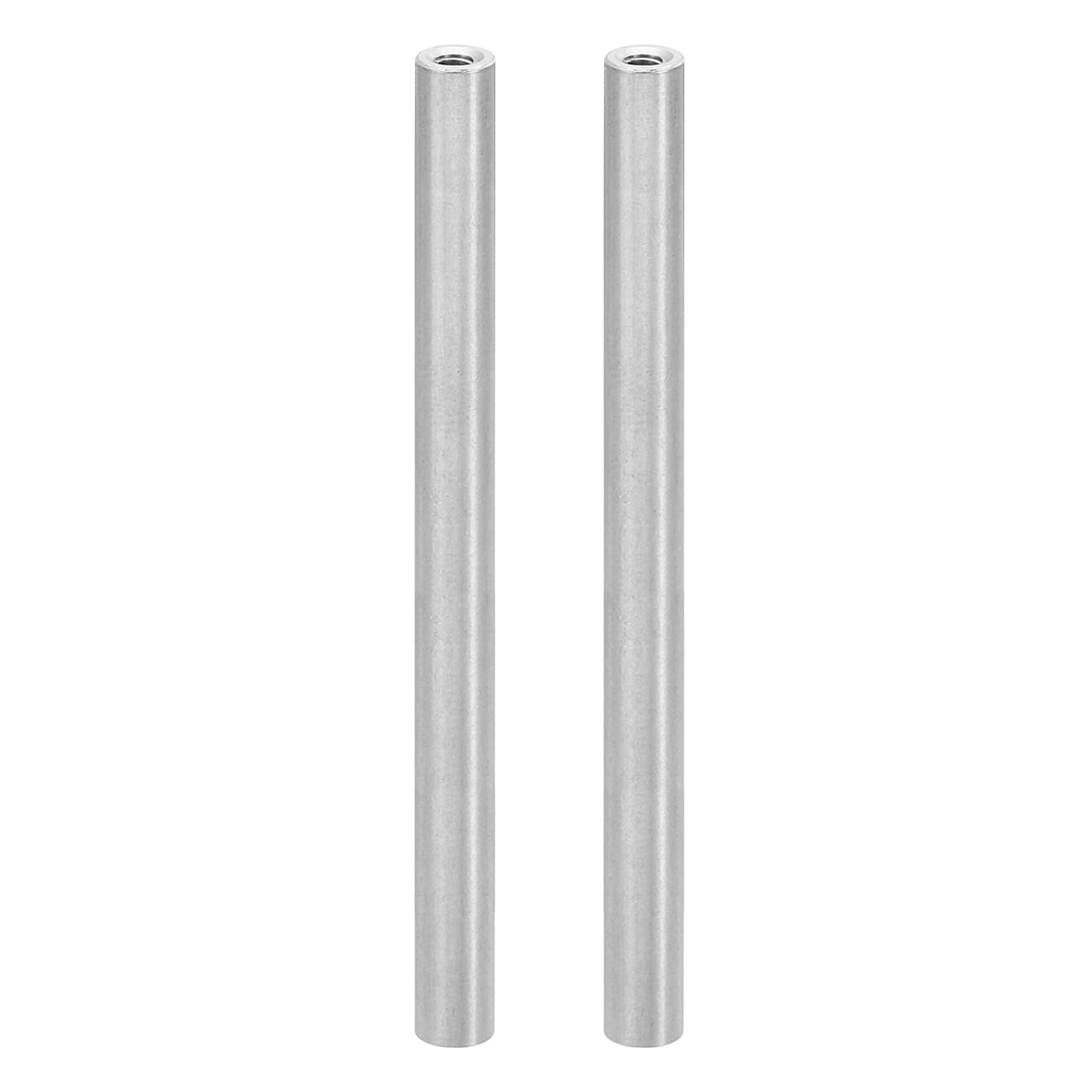 PATIKIL 2pcs M3 Metal Threaded Standoff Spacer Nuts, Round Aluminum Spacers Female Coupling Screws, 1/8" ID x 1/4" OD, Silver, (100mm L)