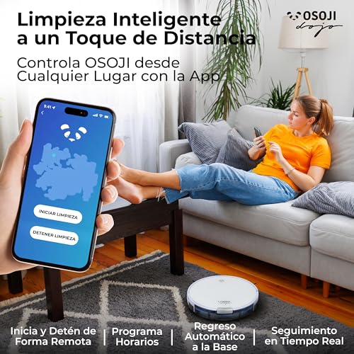 OSOJI Robot Aspiradora y Trapeador 3 en 1 - Aspirador Robótico - Dojo Duo 990 - Conexión WiFi, Filtro HEPA, Poderoso Sistema de Succión, Ultrasilenciosa