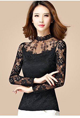 high collar lace blouse