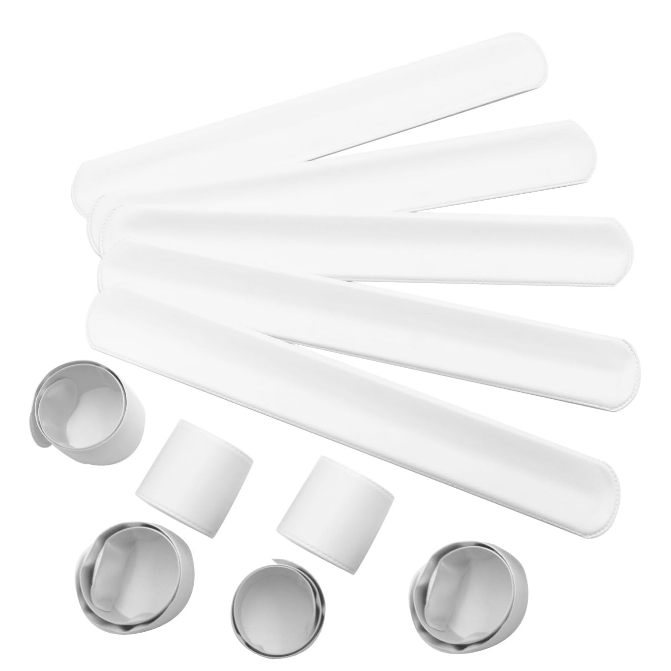 White Slap Bracelets, 12 PCS Plastic Party Bands DIY Blank Bracelets Slap Wristbands Bulk Plain Snap Bands for Kids & Adults