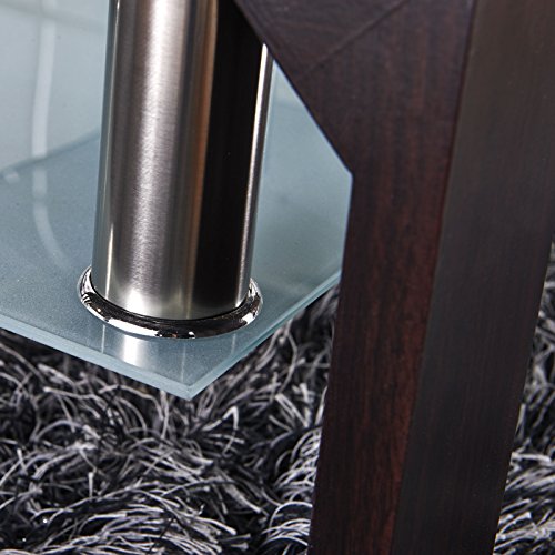 Mecor Rectangle Glass Coffee TableWalnut Modern Side Coffee Table with