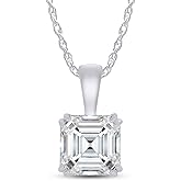 AFFY Asscher Cut Cubic Zirconia Solitaire Pendant in 14K Gold Over Sterling Silver