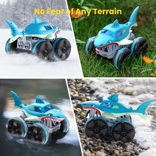 Remote Control Car, Amphibious Shark Toy Stunt Car All Terrain RC Truck
