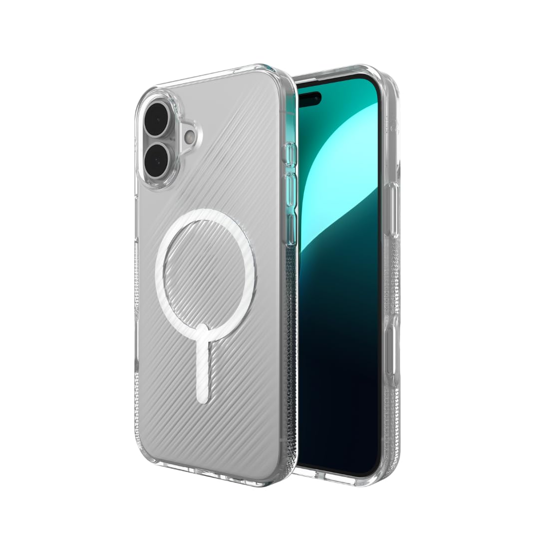 ZAGG Luxe Snap Graphene-Reinforced Case for iPhone 16 Plus [6.7-Inch], MagSafe Compatible, Slim and Comfortable Design, Shockproof Phone Back Cover (Transparent)