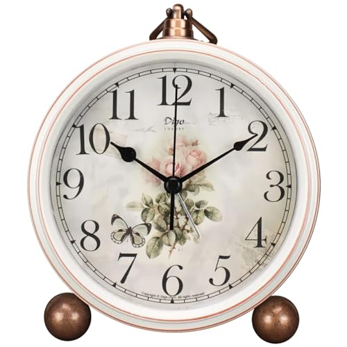 Maxspace Classic Vintage Analog Clock - Elegant and Decorative With Distressed Metal Frame for Office, Living Room or Bedroom - Silent Non-Ticking
