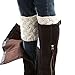 FAYBOX Short Women Crochet Boot Cuffs Winter Cable Knit Leg Warmers Ivory