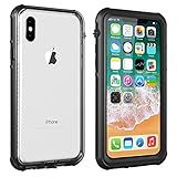 iPhone X Waterproof Case, Vapesoon Waterproof Shockproof Snowproof Clear Slim Armor Case for iPhone X (Black)