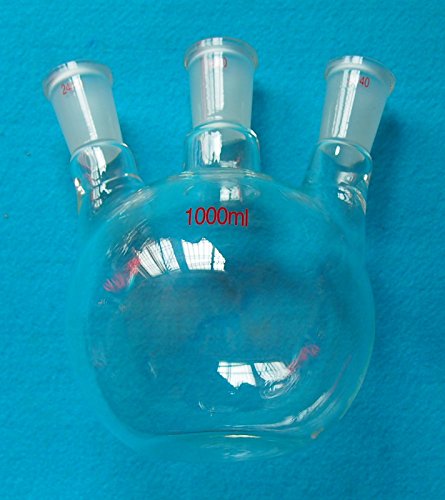 Deschem 1000ml,3-Neck,24/40,Flat Bottom Glass Flask,Three Neck,Laboratory Boiling Vessel