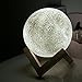 3D Moon Lamp, Linghome LED Enchanting Lunar Night Light 5.12 Inch ,With Wooden Dock, Warm and Cool 3 Colors Dimmable Brightness Adjustment, Best Home Decorative Light and Romantic (Not 3D Print )