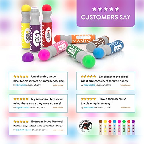 8-pack Washable Dot Markers / Bingo Daubers Dabbers Dauber Dawgs Kids / Toddlers / Preschool / Children Art Supply 3 Pdf Coloring eBooks = 100 Activity Sheets To Do!