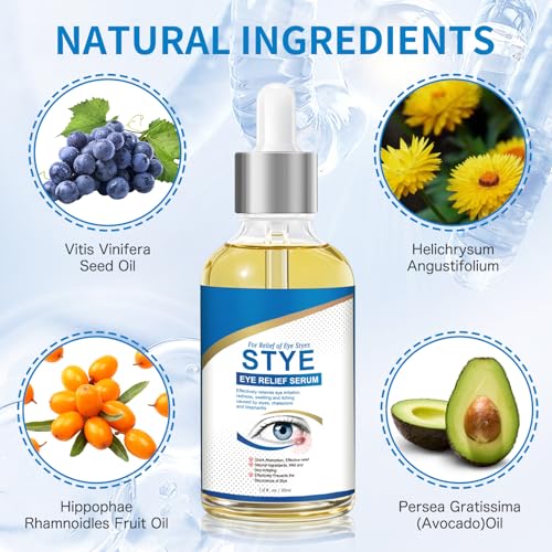 Stye Eye Treatment, Natural Stye Relief Serum for Chalazion, Blepharitis & Eyelid Bump, Gentle Soothing Eye Care for Swelling Redness Irritation (30 ml)