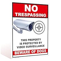 Malkan Signs No Trespassing Sign Property Protected by Video Surveillance Beware of Dogs 14x10 Rust Free PVC, UV Printed, Easy to Mount Weather Resistant Long Lasting Ink, 0032SA