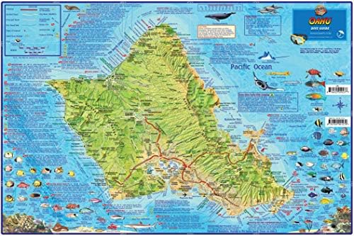 Oahu Hawaii Dive Poster Map Laminated by Franko Maps
