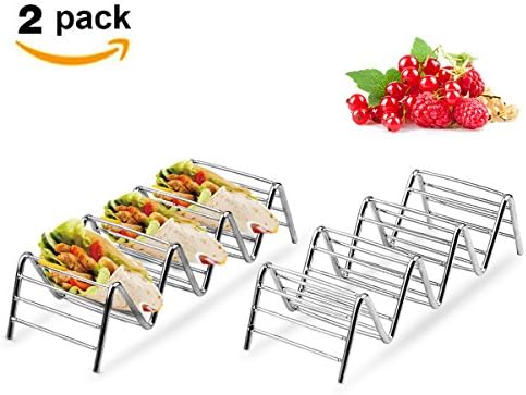 2Pack Taco Holder,Wavy Stainless Steel Taco Stand,Multifuctional Kitchen Food Serveware,No Mess and Protect Countertops for Taco Sandwiches Hot Dogs Baking,Heating,Serving