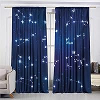 DESPKON-HOME 3D Pattern Print Curtain Home Decoration,Constellation Realistic Celestial Gemini Leo Pisces Sagittarius Galactic Darkening Darkening Curtains (63W x 72L inch,Dark Blue Pale Blue Purple