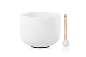 CVNC 432HZ 12 Inch C Note Root Chakra Frosted Quartz Crystal Singing Bowl Meditation Therapy Sound Healing Instrument Sound Bath Bowl with Mallet and O-ring