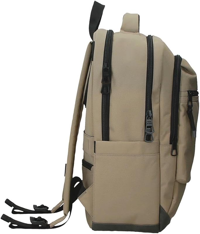 Waltford Mochila para Portátil 15,6 Pulgadas Beige 30x42x14,5 cms Poliéster con Detalles en Piel Sintética 18,27L by Joumma Bags