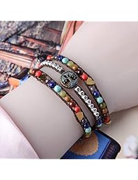 YGLINE - Pulsera de chakras hecha a mano, diseño de árbol de la vida, piedra natural