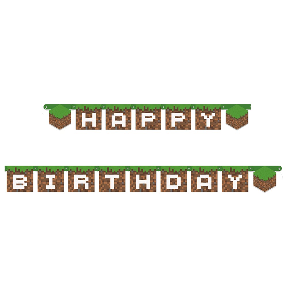 Minecraft Birthday Party Happy Birthday Banner, Over 7ft Long