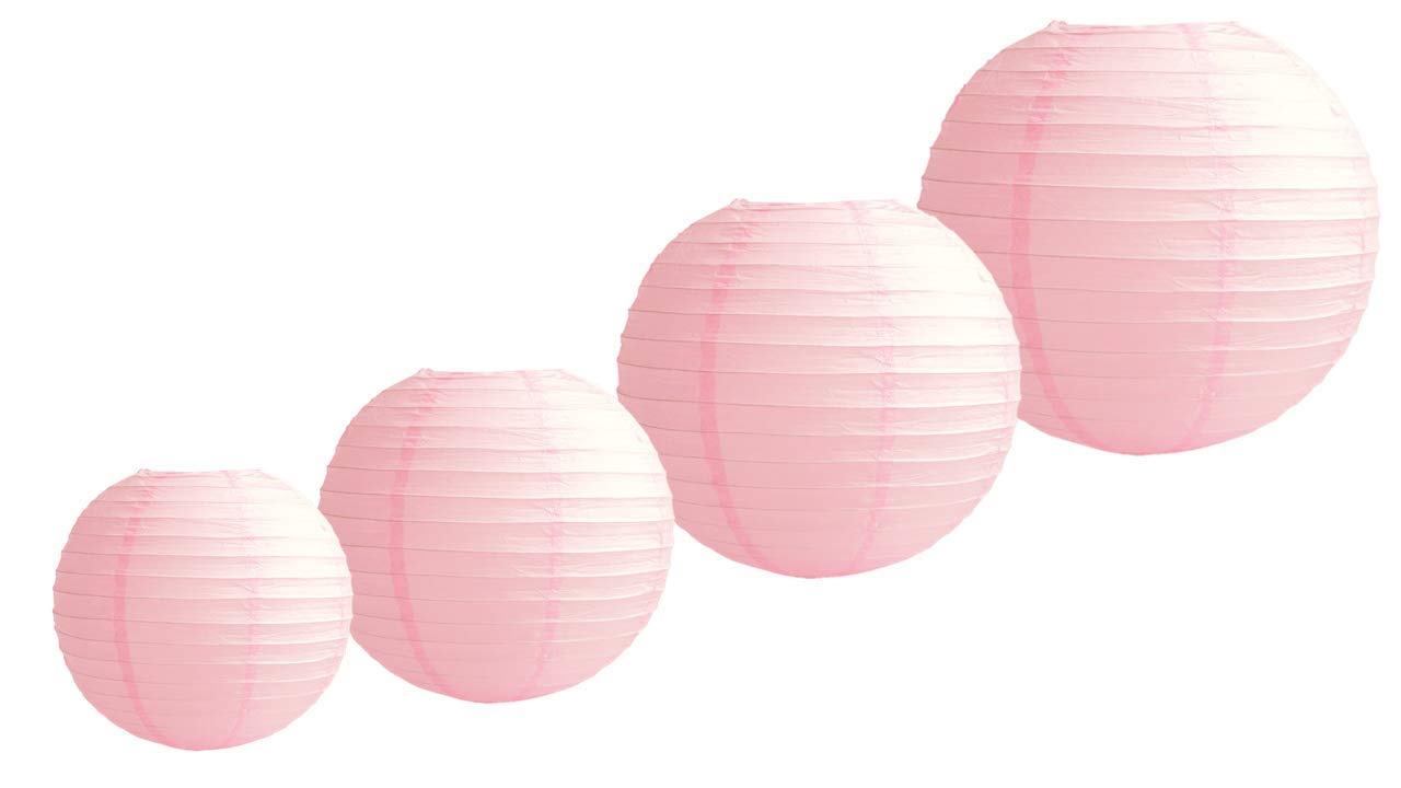 Pack of 4 Decorative Chinese Round Paper Lanterns (8", 10", 12", 14") Several Sizes and Colors lampshades (Yellow)