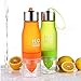 Judek 650ml Sports Infused Or Infuser Water Bottle With a Bottom Loading Fruit Infusion and Lemon Citrus Juice Squeezer Tumbler Cup. (Orange)