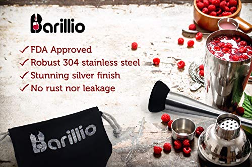 Barillio Elite Cocktail-Shaker-Set, Barkeeper-Set, Martini-Mixer, Stößel, Rührlöffel, Messbecher, 2 Ausgießer… – Bild 5