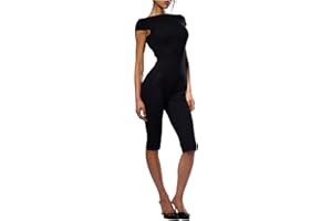 MakeMeChic Women's Open Back Jumpsuit Cap Sleeve Skinny Capris Y2k Going Out Unitards