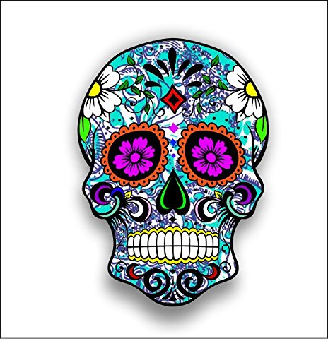 Sugar Skull Sticker Decal for Cars Trucks Laptops Blue