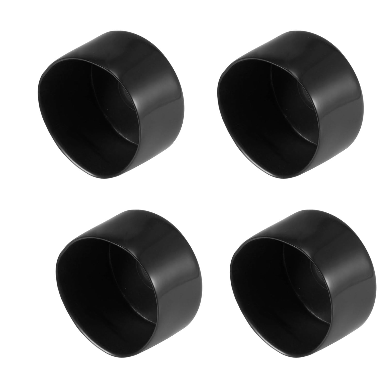 TOP-VIGOR 4Pcs Rubber End Caps, 50mm ID Round Flexible Screw End Caps Thread Protectors, Black Vinyl Bolt Covers Rubber Covers for Screws, Tubes, Cables, Wires, Cyling, etc