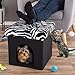 PETMAKER Pet House Ottoman- Collapsible Multipurpose Cat or Small Dog Bed Cube & Footrest with Cushion Top & Interior Pillow by (Zebra Print Plush)thumb 3