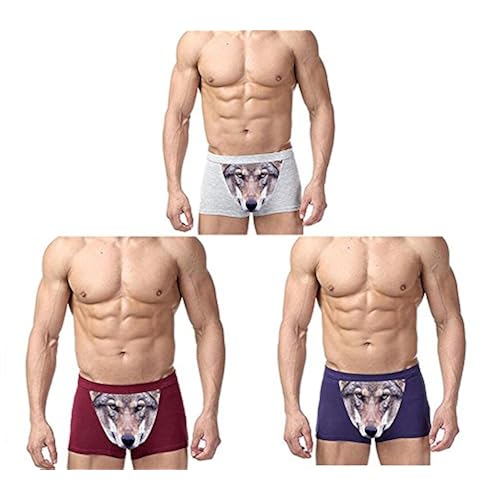 3pcs/lot mens fashion wolf underwear funny 3D print boxers shorts 3pcs/lot mens fashion wolf underwear funny 3D print boxers shorts