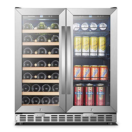 Sinoartizan 30 Inch Beverage and Wine Cooler, Dual Zone Compressor Wine