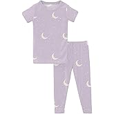 KicKee Print Short Sleeve Pajama Set – Stretchy Viscose from Bamboo Sleepwear for Toddlers and Kids