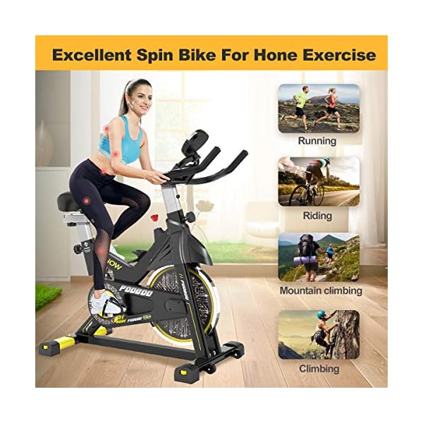 pooboo Exercise Bike, Adjustable Magnetic/Brake Pad Resistance Silent Belt Drive, Indoor Cycling Bike for Home Cardio, Fitness Stationary Bike with 350lbs/300lbs Weight Capacity &Upgraded Version Seat - Image 7