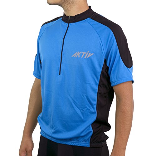Aktiv Sports Men Cycling Short Sleeve Jersey (X-Large, Blue)
