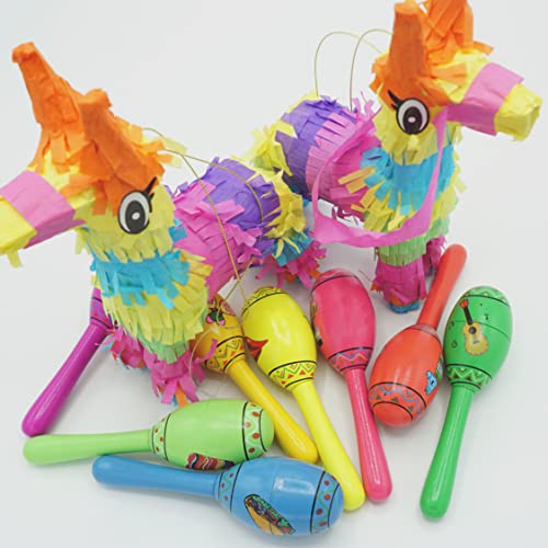 16 Fiesta Maracas Party Favors for Kids & Adults Wooden Cinco de Mayo Mexican Party Supplies