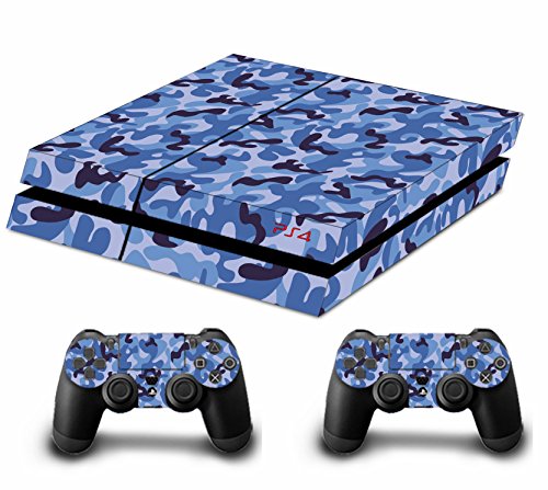 Chickwin PS4 Vinyl Skin Full Body Cover Sticker Decal For Sony Playstation 4 Console & 2 Dualshock Controller Skins (Camo Blue)