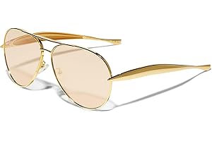 GUVIVI Retro Gold Aviator Sunglasses for Women Men, 2025 Metal Oversized 70s Aviators Sun Glasses