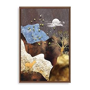 Framed Golden Forest Home Artwork for Living Room Bedroom