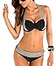 Vilania Women Swimwear Elegant Vintage Push up High Waisted Bikini Swimsuits Two Piece Bathing Suit Set With Halter Top And Bottoms Black,TXZ9013-Black-M