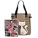 YZSKY Women Canvas Handbag Cartoon Cat Big Tote Bag (Dark Blue)
