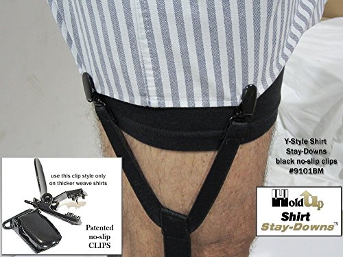 Hold-Ups Stay-downs Dress Shirt Stays Y-style with Patented No-slip metal Clips - Thumbnail 2