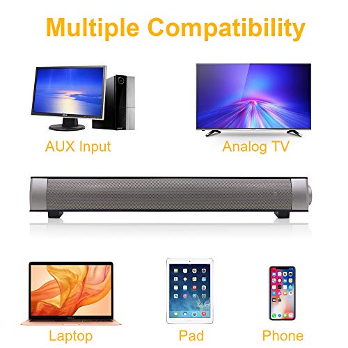 Wired & Wireless Sound Bars, Mini Soundbar Speaker for TV/PC, Bluetooth