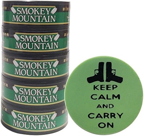 Smokey Mountain Herbal Chew or Snuff Wintergreen Pouch - 5 Cans - Includes DC Skin Can Cover (Carry On Skin)