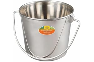 ADVANCE PET PRODUCTS Heavy Stainless Steel Round Bucket, 4 Quart | Durable Food & Water Pail for Dogs, Cats, Kennels, Cages and Critter Crates | Multi-Purpose Bucket