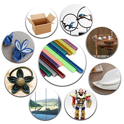Naler Hot Glue Gun Sticks 7mm by 10cm Hot Melt Glue Sticks Mini Glitter 12 Colors 60Pcs for DIY Art Craft Woodworking - Thumbnail 5