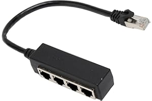 RJ45 Ethernet Splitter Cable - 1 to 4 LAN Socket Connector Adapter, ABS PCB Network Adapter for Laptop